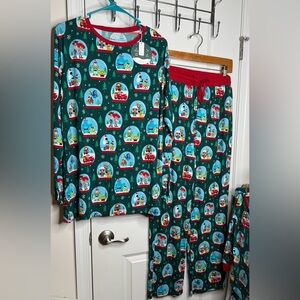 Little Sleepies Snow Globe Pajama Set - Red and Blue